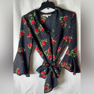 Black Flower Print Blouse